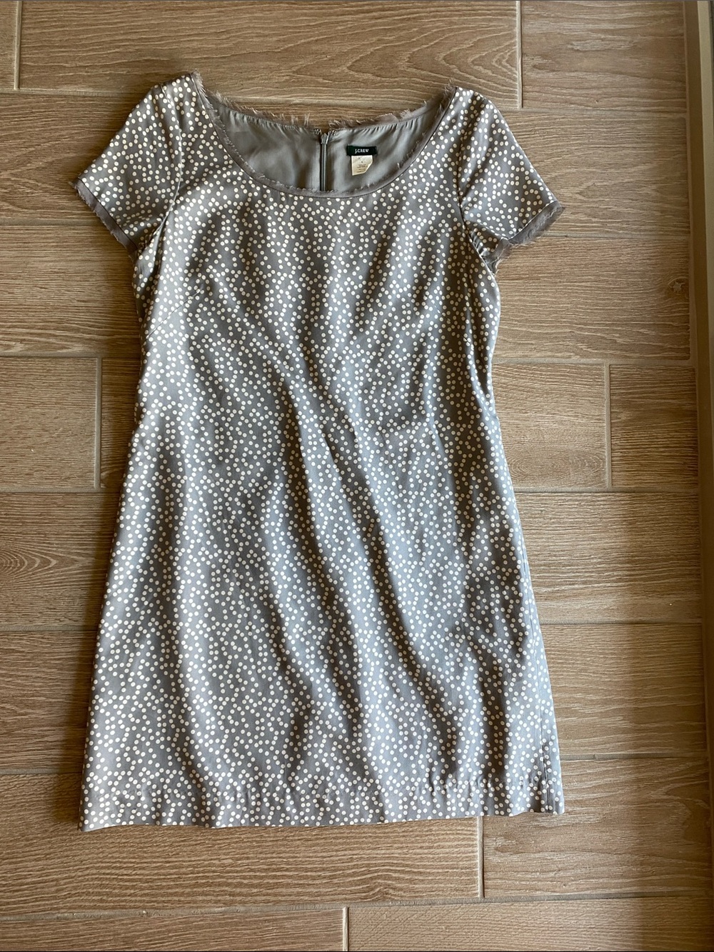 J. Crew Gray Polka Dot Short Sleeve Mini Dress